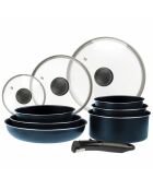 Batterie de cuisine induction Sitramovible Family bleue - 10 pièces