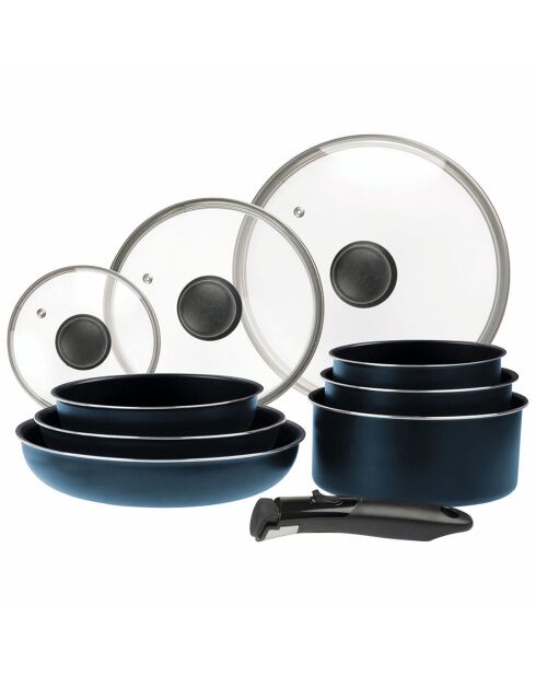 Batterie de cuisine induction Sitramovible Family bleue - 10 pièces