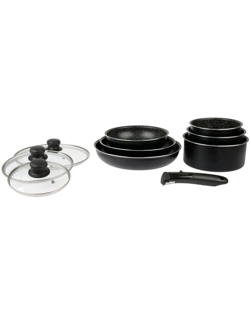 Batterie de cuisine induction noire - 10 pièces