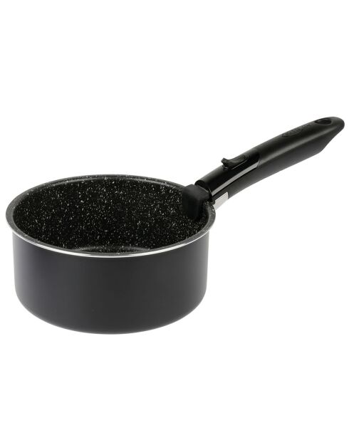 3 Casseroles induction et un manche noires - D.16/18/20 cm