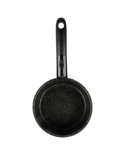 3 Casseroles induction et un manche noires - D.16/18/20 cm