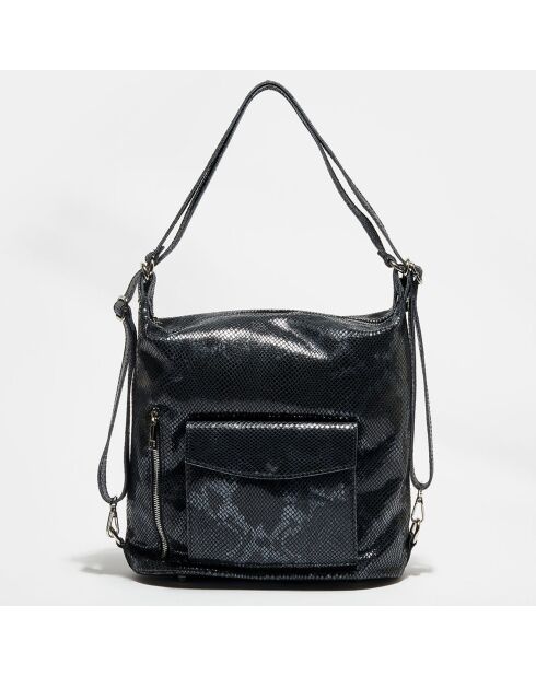 Sac porté épaule en Cuir Clara noir - 34x32x14 cm