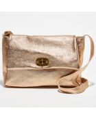 Ana Metallic roze metalen leren schoudertas - 21x29,5x8,5 cm