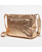 Ana Metallic roze metalen leren schoudertas - 21x29,5x8,5 cm