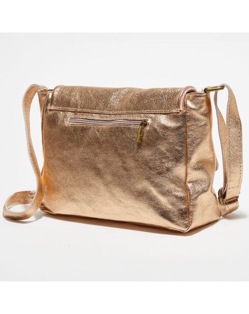 Ana Metallic roze metalen leren schoudertas - 21x29,5x8,5 cm