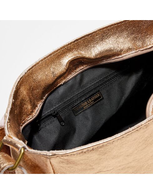 Ana Metallic roze metalen leren schoudertas - 21x29,5x8,5 cm