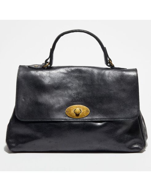 Sac à main en Cuir Tina noir - 25x38x14 cm