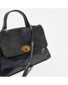 Sac à main en Cuir Tina noir - 25x38x14 cm