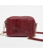 Sac à bandoulière en Cuir Cleo bordeaux - 13x19x8 cm