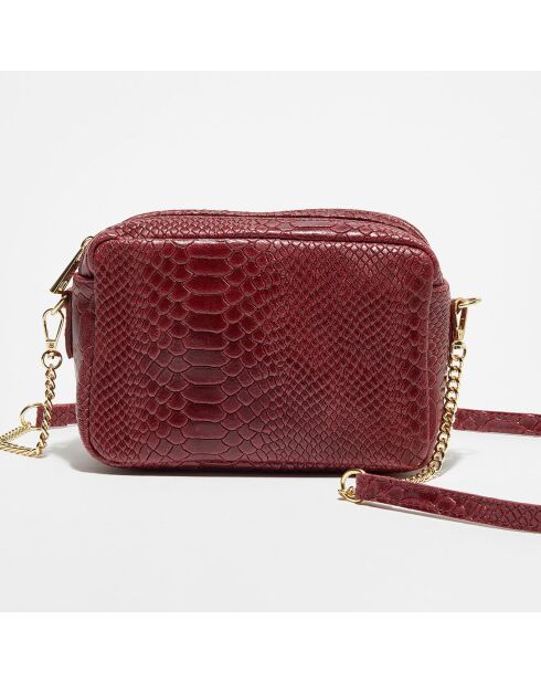 Sac à bandoulière en Cuir Cleo bordeaux - 13x19x8 cm