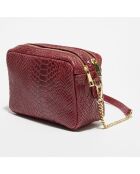 Sac à bandoulière en Cuir Cleo bordeaux - 13x19x8 cm