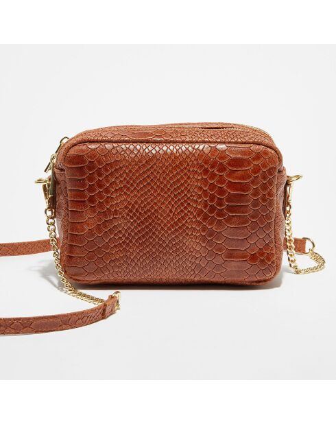 Cleo bruine leren schoudertas - 13x19x8 cm