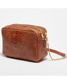 Cleo bruine leren schoudertas - 13x19x8 cm