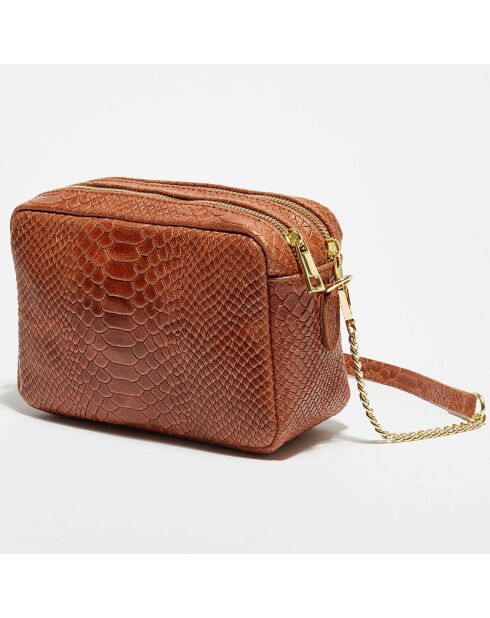 Cleo bruine leren schoudertas - 13x19x8 cm