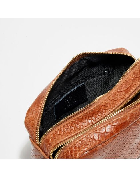 Cleo bruine leren schoudertas - 13x19x8 cm