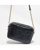 Cleo zwarte leren schoudertas - 13x19x8 cm