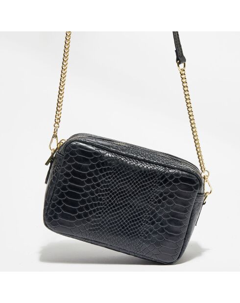 Cleo zwarte leren schoudertas - 13x19x8 cm