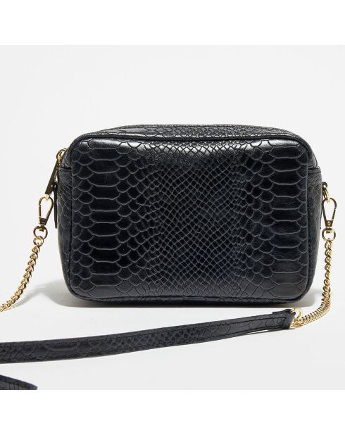 Cleo zwarte leren schoudertas - 13x19x8 cm