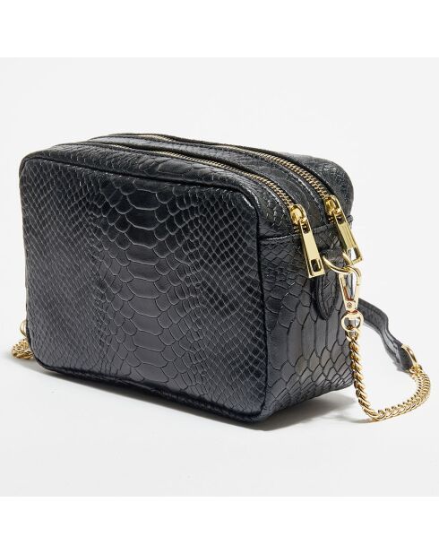 Cleo zwarte leren schoudertas - 13x19x8 cm