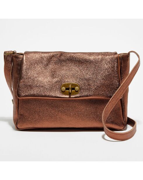 Sac bandoulière en Cuir Ana Metallique bronze metallique - 21x29.5x8.5 cm