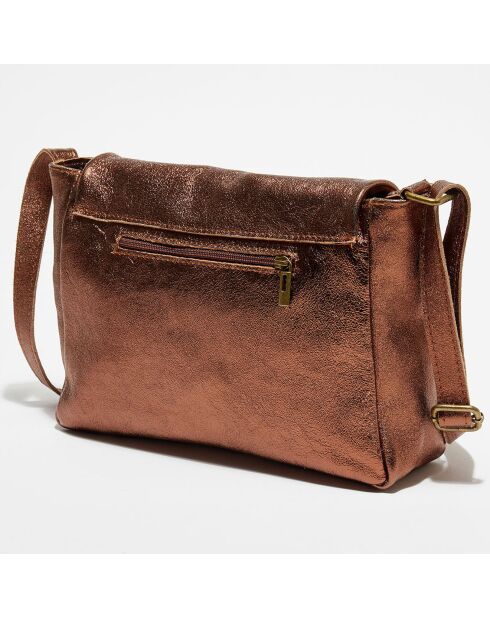 Sac bandoulière en Cuir Ana Metallique bronze metallique - 21x29.5x8.5 cm