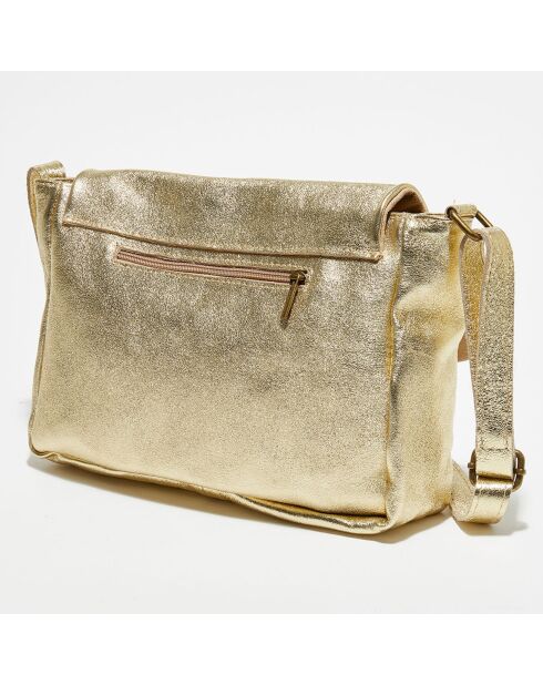 Ana Metallic gouden leren schoudertas - 21x29,5x8,5 cm