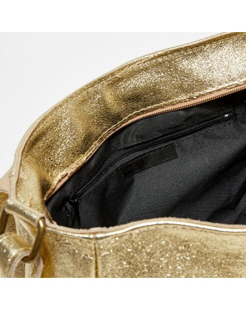 Ana Metallic gouden leren schoudertas - 21x29,5x8,5 cm