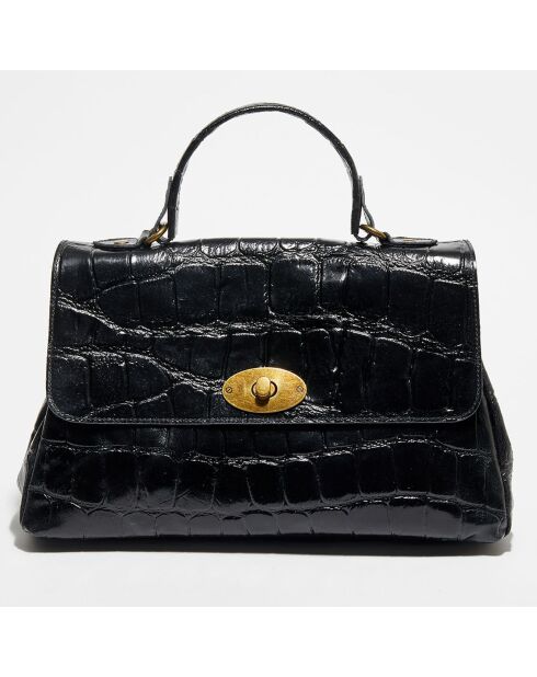 Sac à main en Cuir Lisa noir - 25x38x14 cm