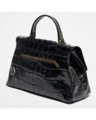 Sac à main en Cuir Lisa noir - 25x38x14 cm