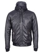 Veste à capuche en Cuir Briac noire