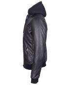 Veste à capuche en Cuir Briac noire