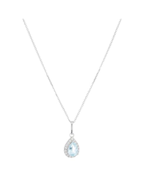 0.14 ct diamanten Drop Me-hanger en 1,9 kt blauw topaas witgoud