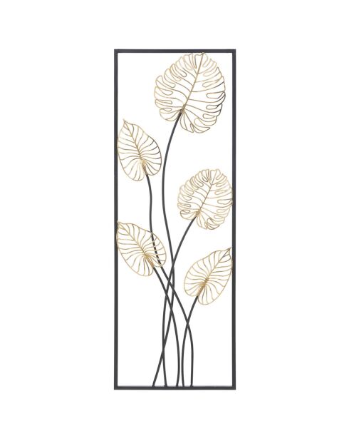 Decoración de pared de metal negro y dorado Luxy B, 90 x 31 cm