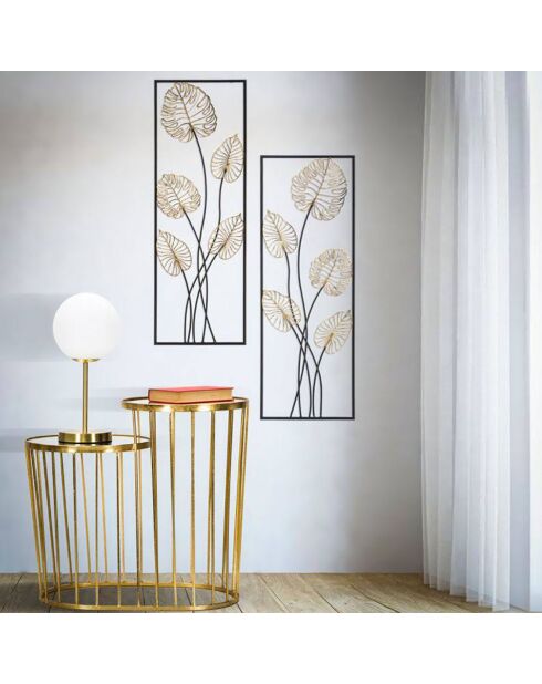 Décoration murale en métal Luxy B noir/doré - 90x31 cm