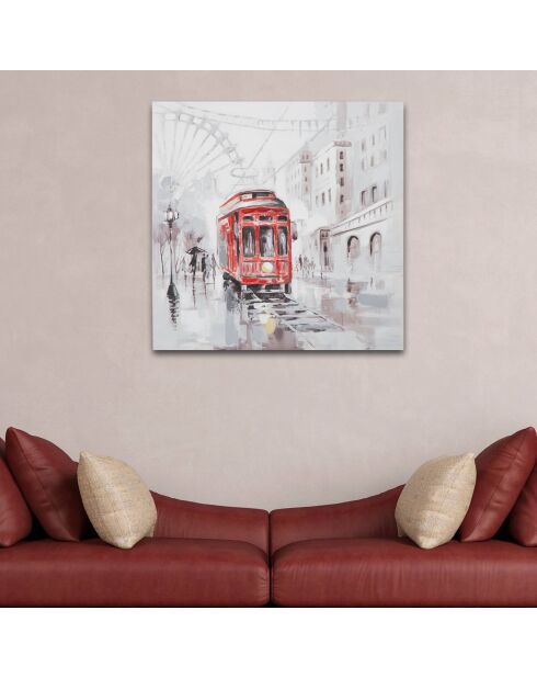 Tableau fait main Tram A multicolore - 80x80 cm