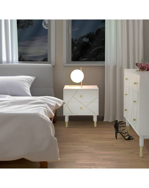 Lampe de table Glamy Low blanc/doré - D.25x27 cm