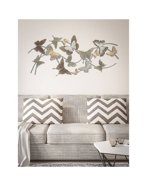 Décoration murale en métal Butterfly Smart multicolore - 52x118 cm
