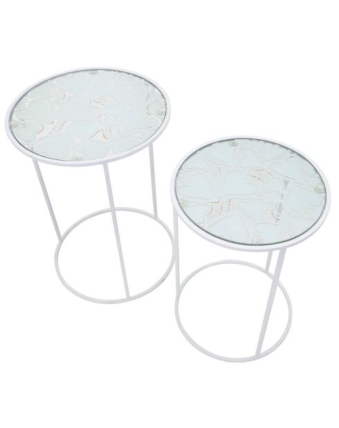 2 mesas auxiliares Coppia en forma de corazón blancas