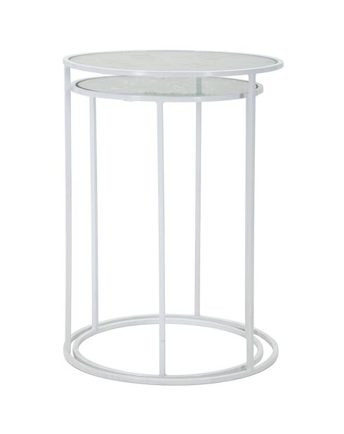 2 mesas auxiliares Coppia en forma de corazón blancas