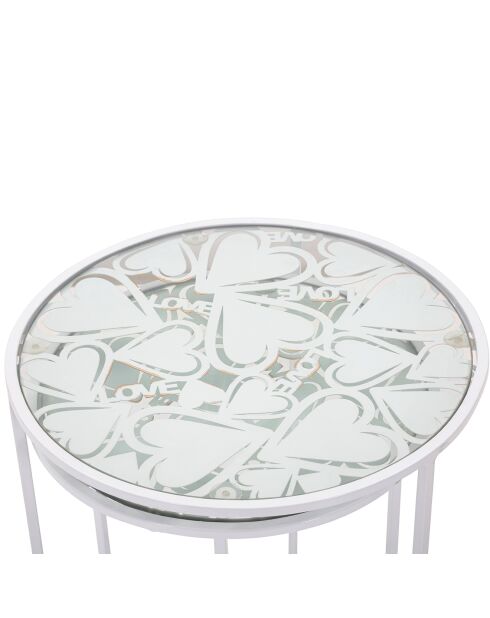 2 mesas auxiliares Coppia en forma de corazón blancas