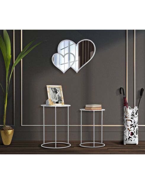 2 Tables d'appoint Coeur Coppia blanches