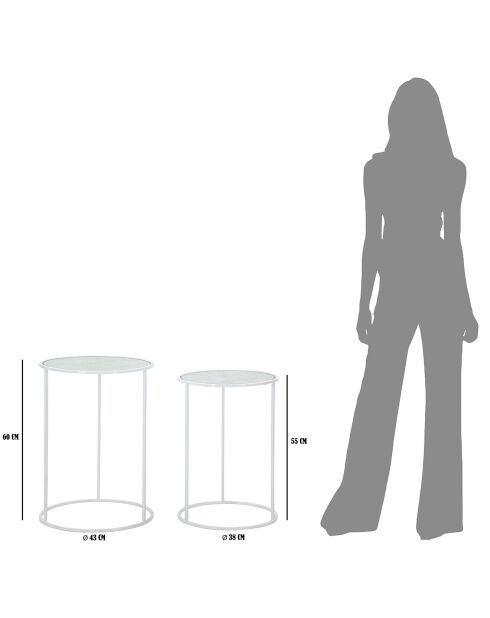 2 mesas auxiliares Coppia en forma de corazón blancas