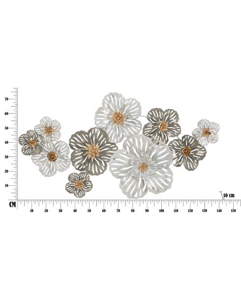 Decoración mural de metal Lory multicolor - 74,5x140x10 cm