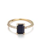 Quadratischer Ring aus 0,09 ct Diamant und 2,02 ct Saphir-Gelbgold