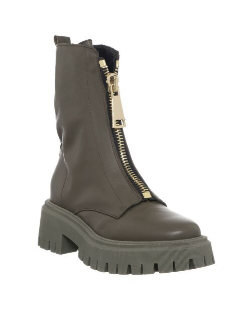 Bottines en Cuir Savage kaki
