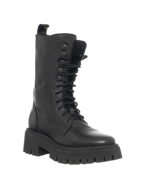 Bottines en Cuir Savage piquées noires