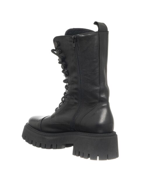 Bottines en Cuir Savage piquées noires