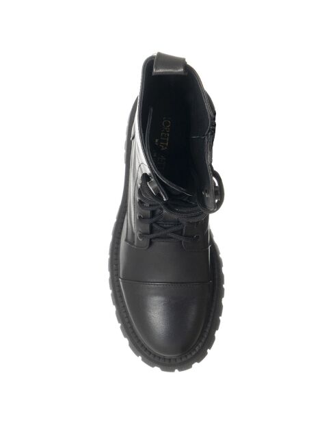 Bottines en Cuir Savage piquées noires
