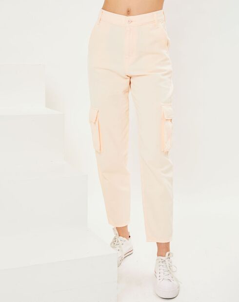 Pantalon en Coton Cargo loose soft rose