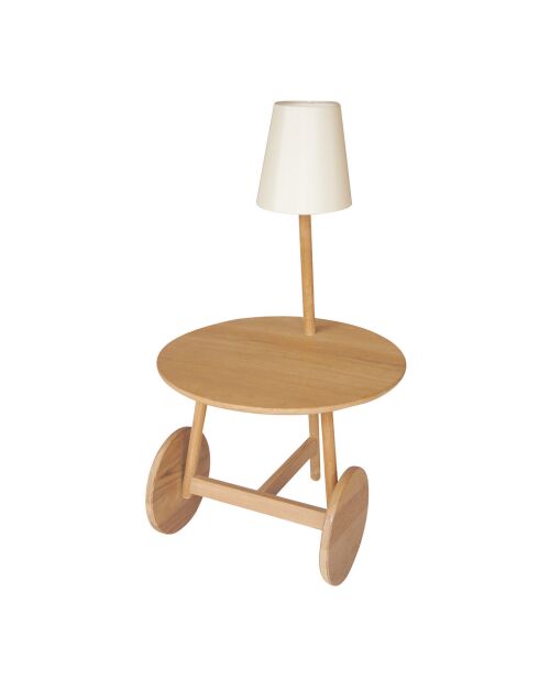 Table d'appoint en teck avec lampe abat-jour triss naturel - 51x47x88 cm